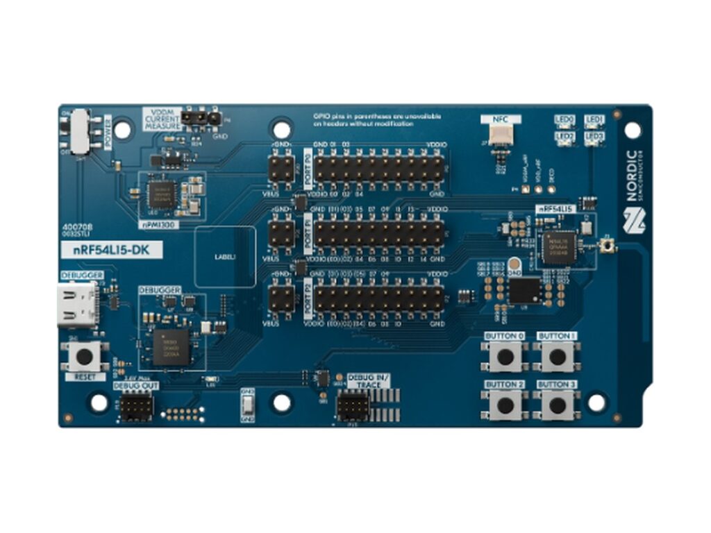 nRF54L15-DK kit de desenvolvoimento para a família nRF54L, a nova geração de SoC da Nordic com dual core de 128MHz (Cortex M33 e RISC-V) nRF54L15-DK